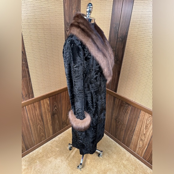 BADGLEY MISCHKA DESIGNER RUSSIAN BROADTAIL & SABLE FUR TRIM COAT JACKET MEDIUM - Picture 3 of 12